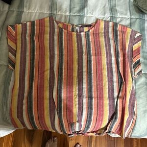 Striped Cap Sleeve Blouse